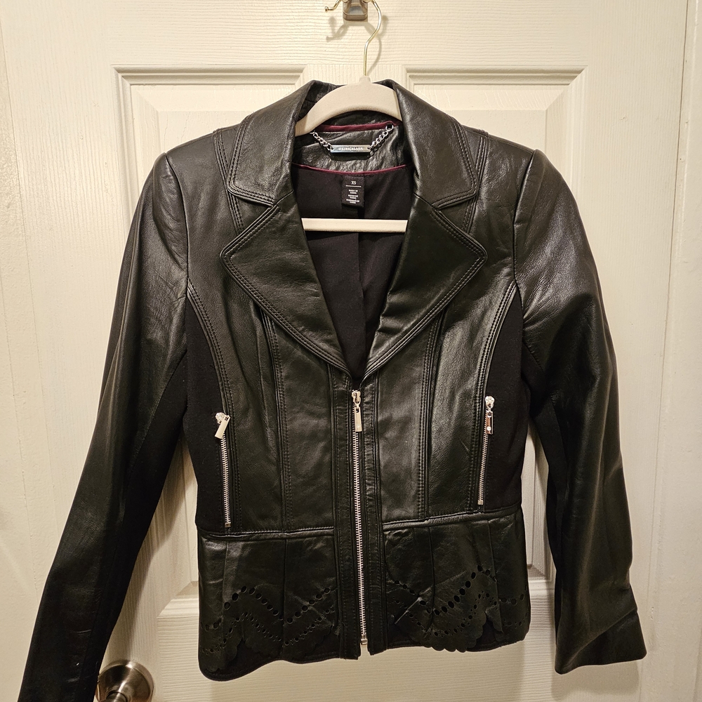White House Black Market Elegant Black Leather Jacket